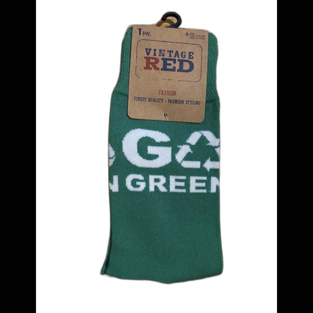 Vintage Red brand socks 1x Pair fits sock size 6-12 NIP Go Green (Recycle) New